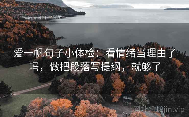 爱一帆句子小体检：看情绪当理由了吗，做把段落写提纲，就够了  第2张